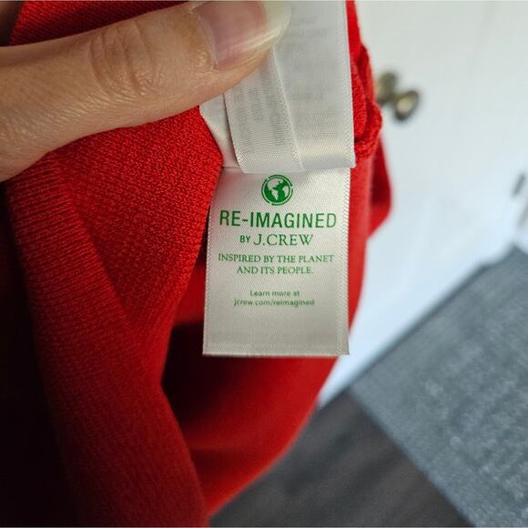 J. Crew Cherry Red Squareneck Mini Sweater-Dress NWOT Size Large - Picture 8 of 11